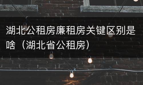 湖北公租房廉租房关键区别是啥（湖北省公租房）