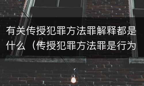 有关传授犯罪方法罪解释都是什么（传授犯罪方法罪是行为犯吗）