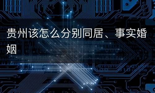 贵州该怎么分别同居、事实婚姻