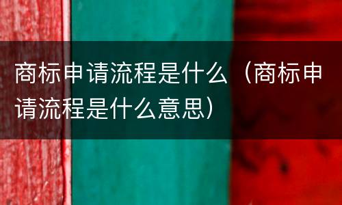 商标申请流程是什么（商标申请流程是什么意思）