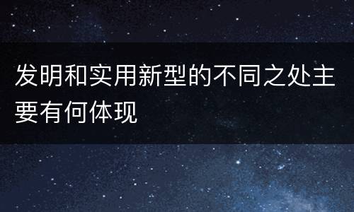发明和实用新型的不同之处主要有何体现