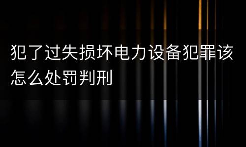 犯了过失损坏电力设备犯罪该怎么处罚判刑