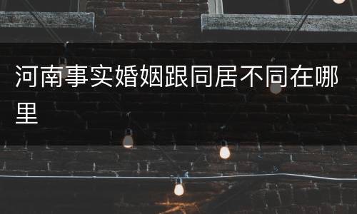 河南事实婚姻跟同居不同在哪里