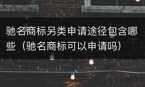 驰名商标另类申请途径包含哪些（驰名商标可以申请吗）