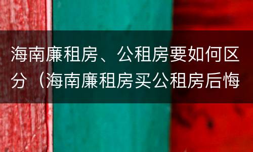 海南廉租房、公租房要如何区分（海南廉租房买公租房后悔了）