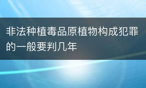 非法种植毒品原植物构成犯罪的一般要判几年