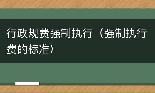 行政规费强制执行（强制执行费的标准）