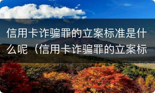 信用卡诈骗罪的立案标准是什么呢（信用卡诈骗罪的立案标准是什么呢）