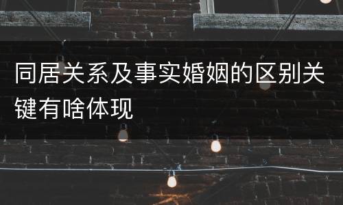 同居关系及事实婚姻的区别关键有啥体现