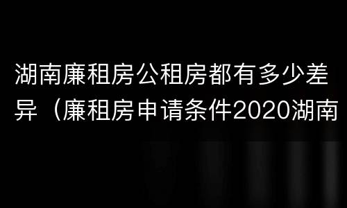 湖南廉租房公租房都有多少差异（廉租房申请条件2020湖南）