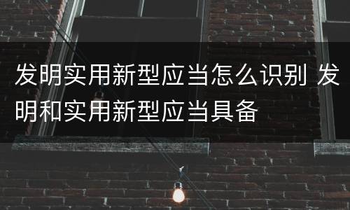 发明实用新型应当怎么识别 发明和实用新型应当具备