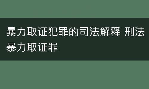 暴力取证犯罪的司法解释 刑法暴力取证罪