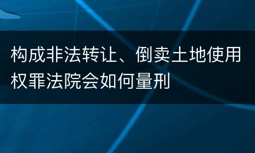 构成非法转让、倒卖土地使用权罪法院会如何量刑