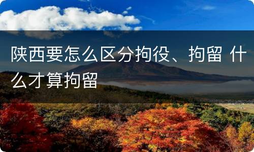 陕西要怎么区分拘役、拘留 什么才算拘留