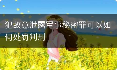 犯故意泄露军事秘密罪可以如何处罚判刑