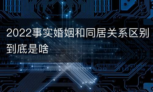2022事实婚姻和同居关系区别到底是啥