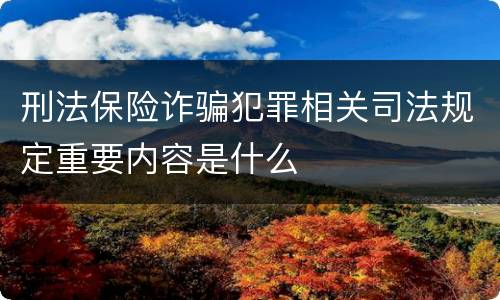 刑法保险诈骗犯罪相关司法规定重要内容是什么