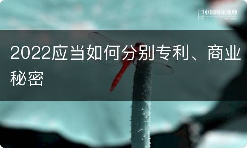 2022应当如何分别专利、商业秘密