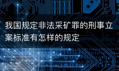 我国规定非法采矿罪的刑事立案标准有怎样的规定