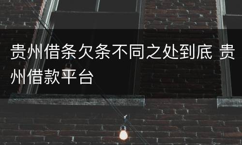 贵州借条欠条不同之处到底 贵州借款平台