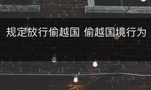 规定放行偷越国 偷越国境行为