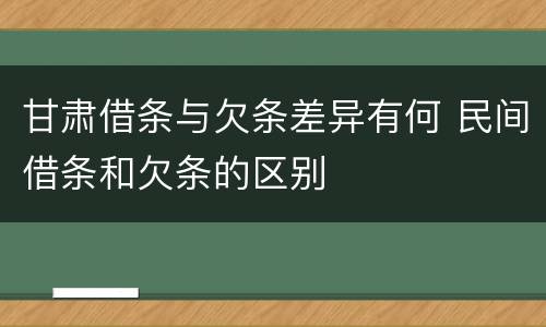 甘肃借条与欠条差异有何 民间借条和欠条的区别