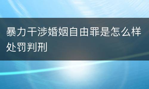 暴力干涉婚姻自由罪是怎么样处罚判刑