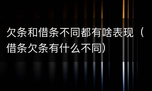 欠条和借条不同都有啥表现（借条欠条有什么不同）