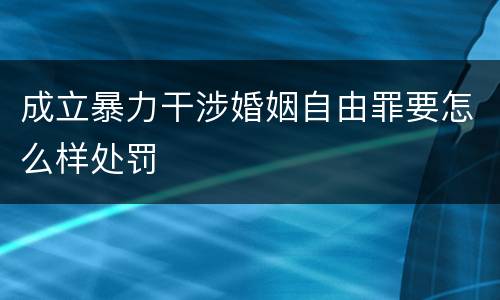 成立暴力干涉婚姻自由罪要怎么样处罚