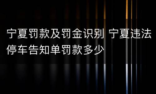 宁夏罚款及罚金识别 宁夏违法停车告知单罚款多少