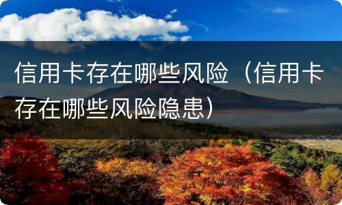 信用卡存在哪些风险（信用卡存在哪些风险隐患）