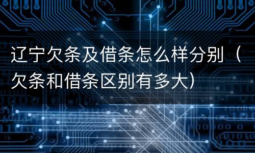 辽宁欠条及借条怎么样分别（欠条和借条区别有多大）