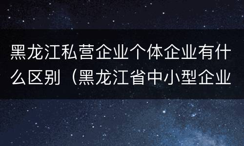 黑龙江私营企业个体企业有什么区别（黑龙江省中小型企业有哪些）