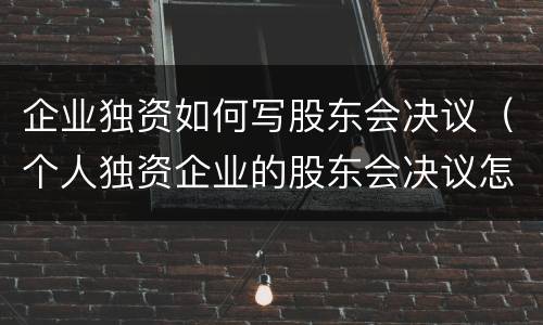 企业独资如何写股东会决议（个人独资企业的股东会决议怎么写）
