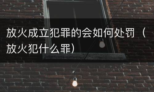 放火成立犯罪的会如何处罚（放火犯什么罪）