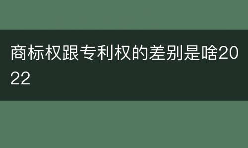 商标权跟专利权的差别是啥2022