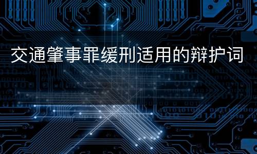 交通肇事罪缓刑适用的辩护词