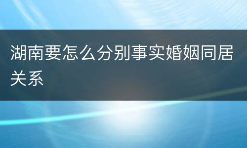 湖南要怎么分别事实婚姻同居关系
