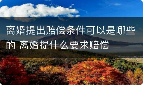 离婚提出赔偿条件可以是哪些的 离婚提什么要求赔偿