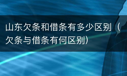 山东欠条和借条有多少区别（欠条与借条有何区别）