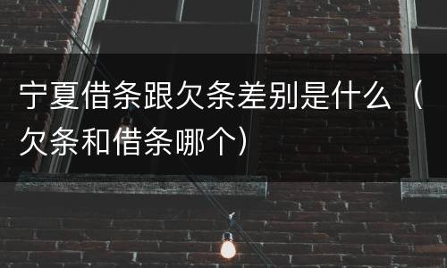 宁夏借条跟欠条差别是什么（欠条和借条哪个）