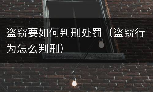 盗窃要如何判刑处罚（盗窃行为怎么判刑）