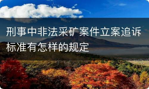刑事中非法采矿案件立案追诉标准有怎样的规定