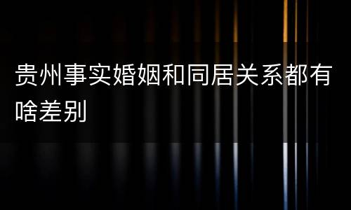 贵州事实婚姻和同居关系都有啥差别