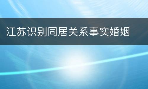 江苏识别同居关系事实婚姻