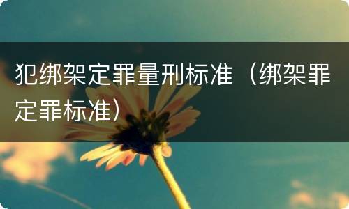犯绑架定罪量刑标准（绑架罪定罪标准）