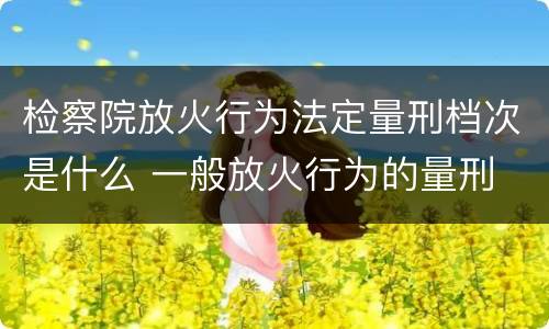 检察院放火行为法定量刑档次是什么 一般放火行为的量刑
