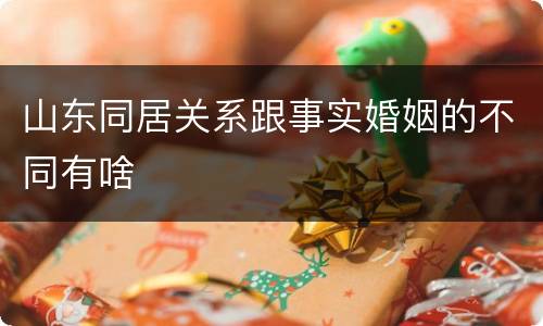 山东同居关系跟事实婚姻的不同有啥