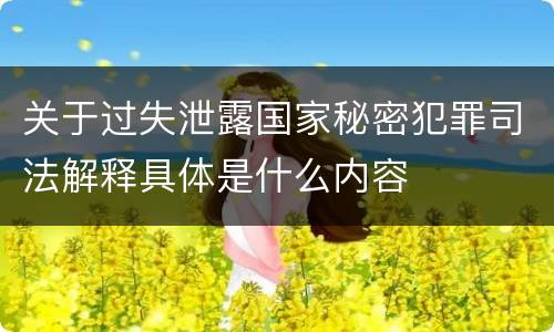 关于过失泄露国家秘密犯罪司法解释具体是什么内容