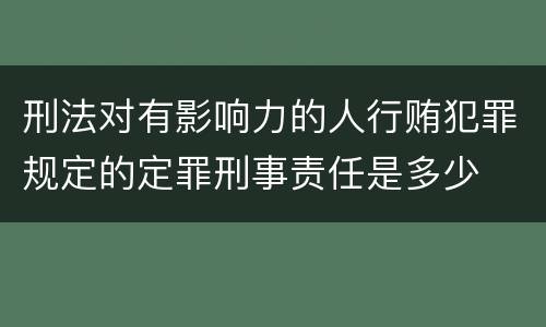 刑法对有影响力的人行贿犯罪规定的定罪刑事责任是多少